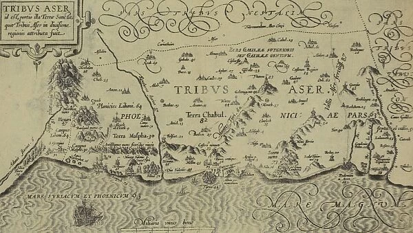 Antique map of tribes of Aser in the holy land
