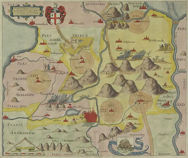 Antique map of the tribes in the holy land
