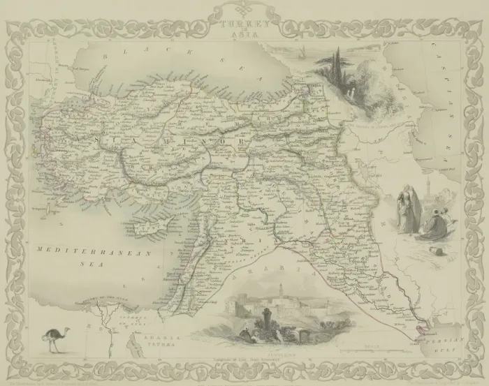 Framed Print : Antique map of Turkey with vignettes Framed Print : Antique map of Turkey with vignettes