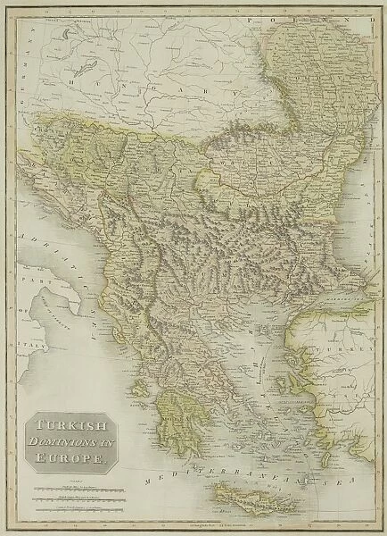 Antique map of Turkish dominions in Europe