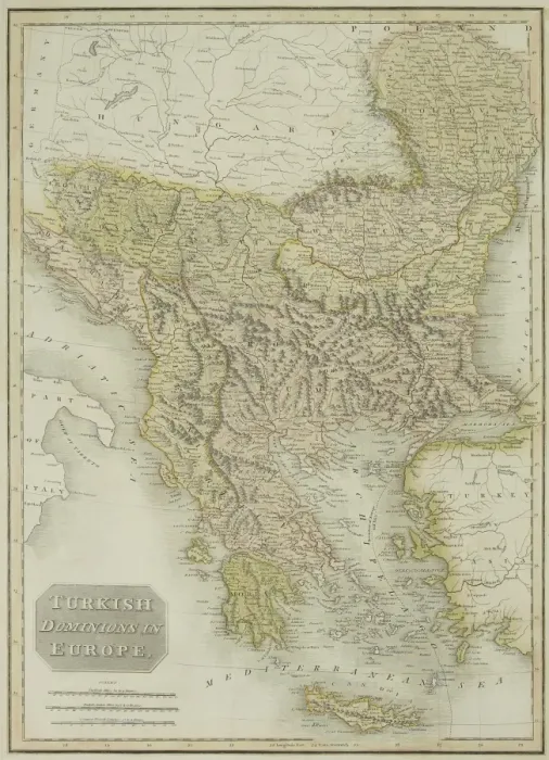 Framed Print : Antique map of Turkish dominions in Europe Framed Print : Antique map of Turkish dominions in Europe