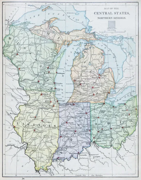 Framed Print : Antique map: USA - Central States Framed Print : Antique map: USA - Central States