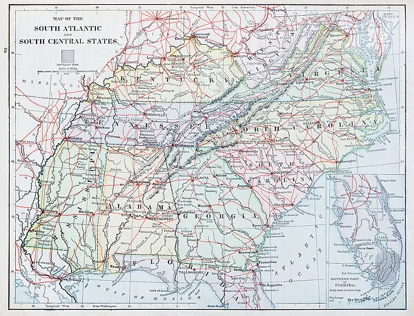 Antique map: USA - South Atlantic States