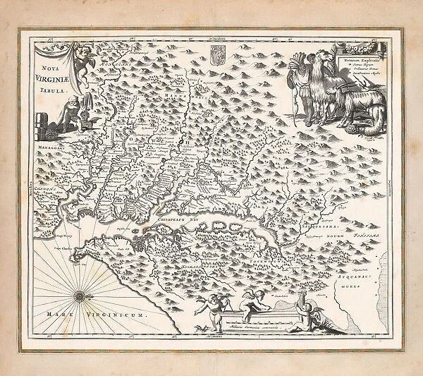 Antique map of Virginia United States 1671