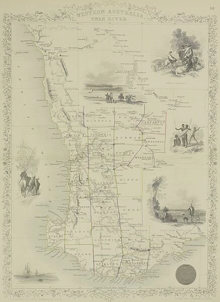 Antique map of Western Australia and the Swan River