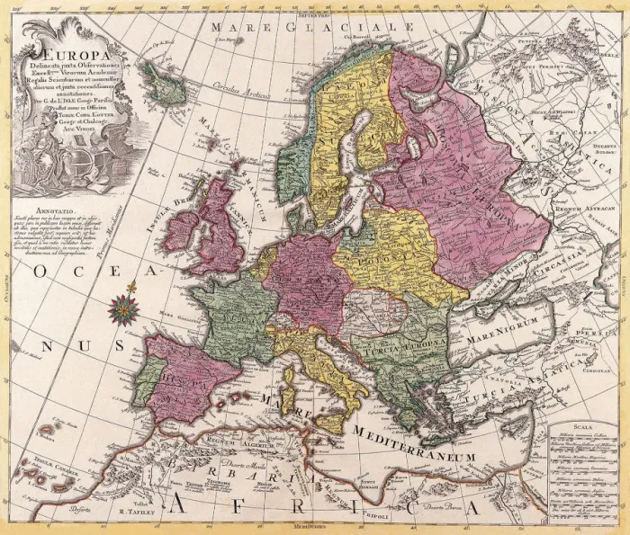 Framed Print : Antique Maps of the World, Map, Map of Europe, Conrad Lotter, c 1760 Framed Print : Antique Maps of the World, Map, Map of Europe, Conrad Lotter, c 1760