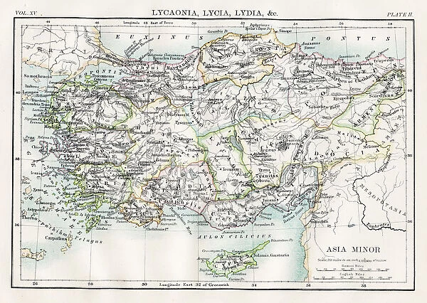Antique minor Asia map 1883