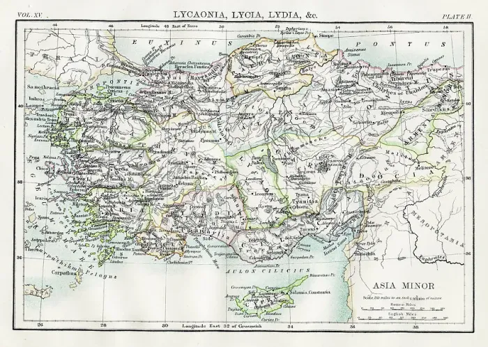 Framed Print : Antique minor Asia map 1883