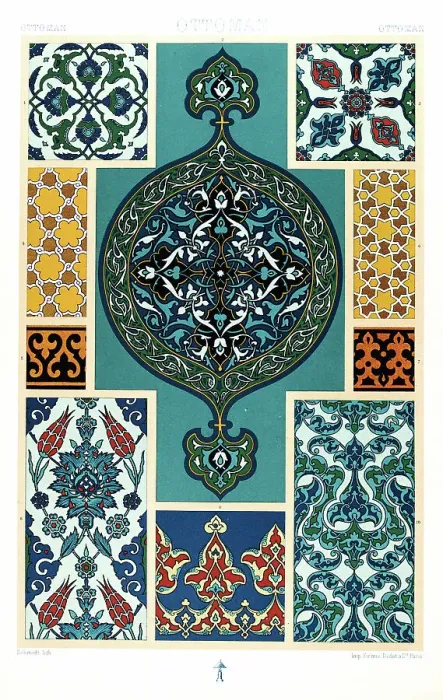Framed Print : Antique Ottoman pattern Manuscripts Decoration by Racinet - Lithograph Framed Print : Antique Ottoman pattern Manuscripts Decoration by Racinet - Lithograph