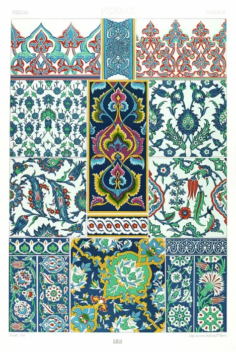 Framed Print : Antique Persian pattern Manuscripts Decoration by Racinet - Lithograph Framed Print : Antique Persian pattern Manuscripts Decoration by Racinet - Lithograph