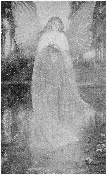 Antique photo of paintings: Angel of the Grail
