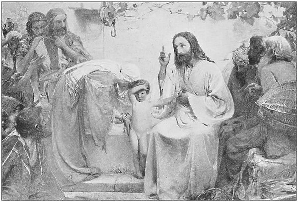 Antique photo of paintings: Christ and the little child