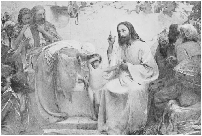 Framed Print : Antique photo of paintings: Christ and the little child Framed Print : Antique photo of paintings: Christ and the little child