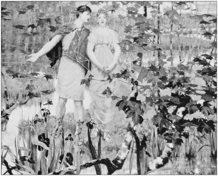 Framed Print : Antique photo of paintings: Couple Framed Print : Antique photo of paintings: Couple