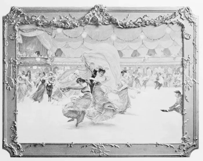 Framed Print : Antique photo of paintings: Ice skating Framed Print : Antique photo of paintings: Ice skating