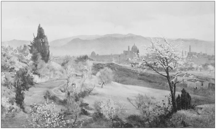 Framed Print : Antique photo of paintings: Landscape in Florence Framed Print : Antique photo of paintings: Landscape in Florence