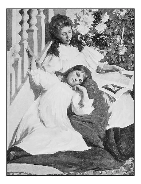 Antique photo of paintings: sisters