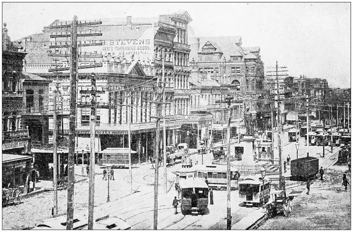 Framed Print : Antique photograph: Canal Street, New Orleans, USA