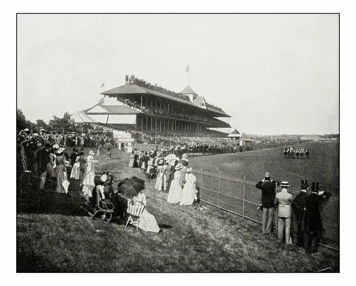 Framed Print : Antique photograph of horserace derby in Chicago Framed Print : Antique photograph of horserace derby in Chicago