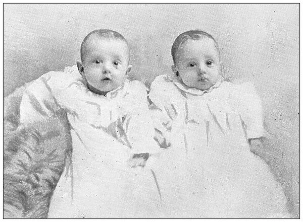 Antique photograph from Lawrence, Kansas, in 1898: Twins, Irma and Ilse