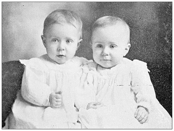 Antique photograph from Lawrence, Kansas, in 1898: Twins, Lucy and Mary