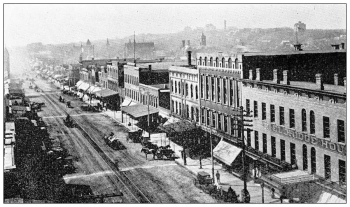 Framed Print : Antique photograph from Lawrence, Kansas, in 1898: Massachusetts Street Framed Print : Antique photograph from Lawrence, Kansas, in 1898: Massachusetts Street