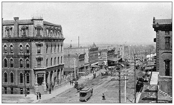 Antique photograph from Lawrence, Kansas, in 1898: Massachusetts Street