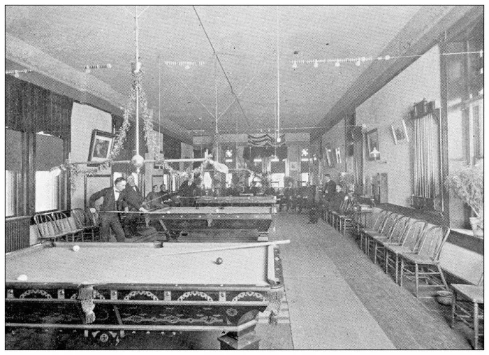 Framed Print : Antique photograph from Lawrence, Kansas, in 1898: Commercial Club, Billiards Framed Print : Antique photograph from Lawrence, Kansas, in 1898: Commercial Club, Billiards
