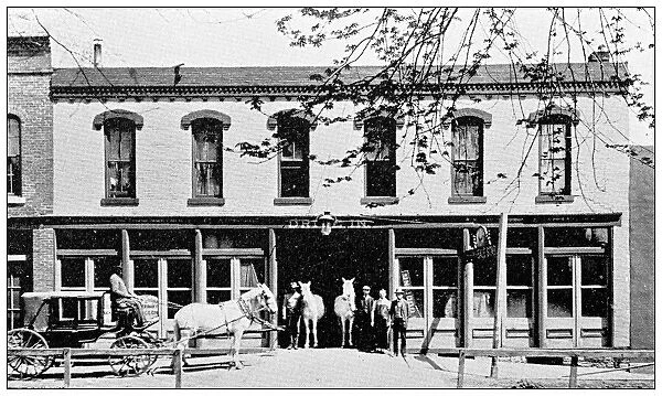 Antique photograph from Lawrence, Kansas, in 1898: Beal and Goddings livery stable