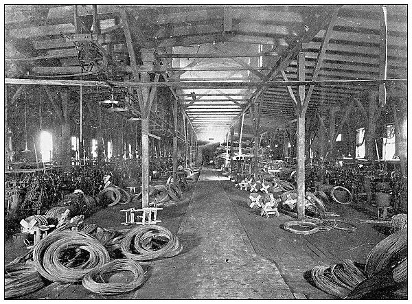 Antique photograph from Lawrence, Kansas, in 1898: Manufacturing industry, Fence Room