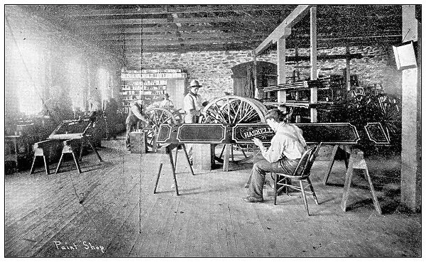 Antique photograph from Lawrence, Kansas, in 1898: Haskell Institute, Paint shop