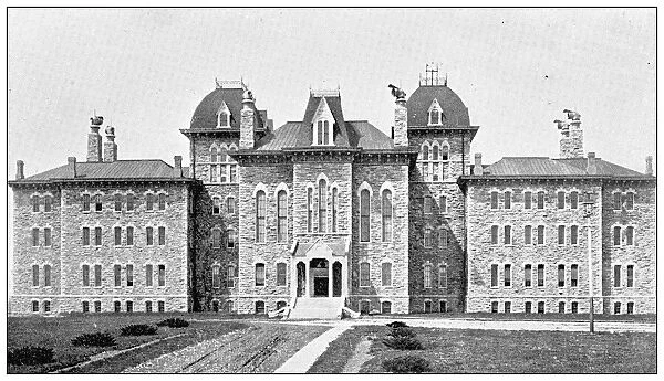 Antique photograph from Lawrence, Kansas, in 1898: University of Kansas, Frazer Hall