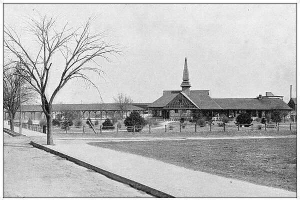 Antique photograph from Lawrence, Kansas, in 1898: Train station