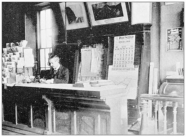 Antique photograph from Lawrence, Kansas, in 1898: Union Pacific city ticket office