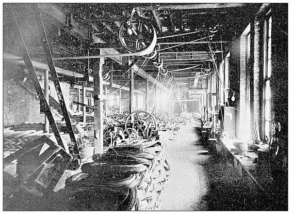 Antique photograph from Lawrence, Kansas, in 1898: Manufacturing industry, Nail Room