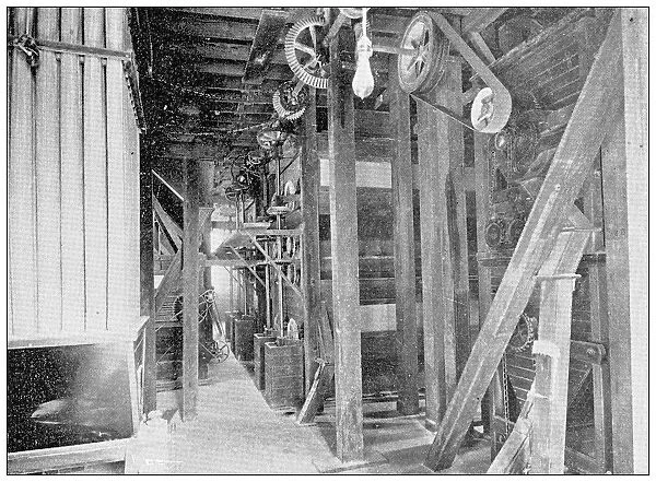 Antique photograph from Lawrence, Kansas, in 1898: Manufacturing industry, Bolting Floor