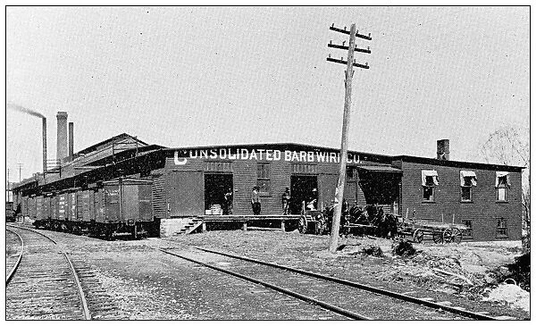 Antique photograph from Lawrence, Kansas, in 1898: Consolidated Barb Wire Mills