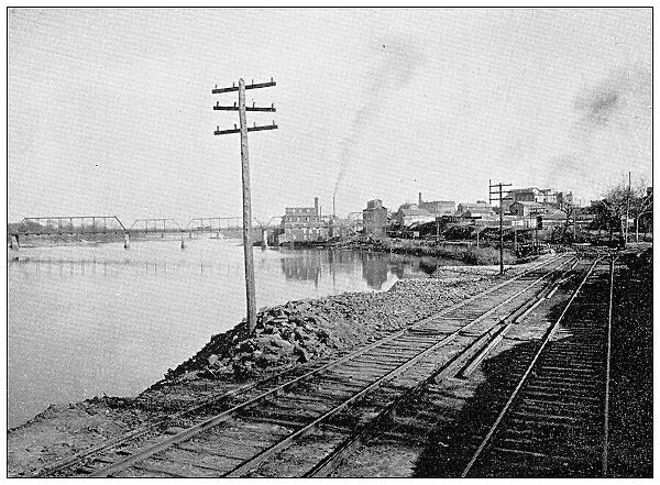 Antique photograph from Lawrence, Kansas, in 1898: Bridge over Kansas River