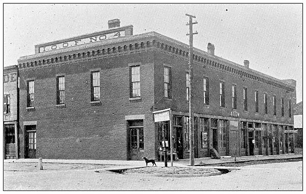 Antique photograph from Lawrence, Kansas, in 1898: Odd Fellows Hall