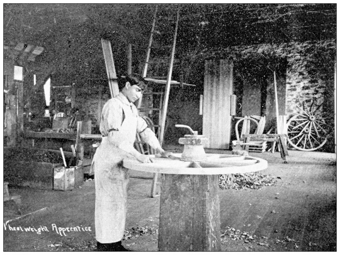 Framed Print : Antique photograph from Lawrence, Kansas, in 1898: Haskell Institute, Wheel crafting