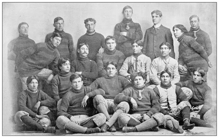 Framed Print : Antique photograph from Lawrence, Kansas, in 1898: Haskell Institute football team 1897 Framed Print : Antique photograph from Lawrence, Kansas, in 1898: Haskell Institute football team 1897