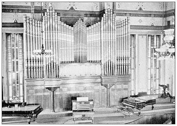 Antique photograph from Lawrence, Kansas, in 1898: University of Kansas, Electric Pipe Organ