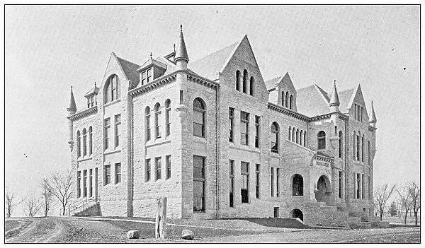 Antique photograph from Lawrence, Kansas, in 1898: University of Kansas, Snow Hall