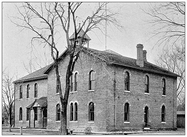 Antique photograph from Lawrence, Kansas, in 1898: Woodlawn School