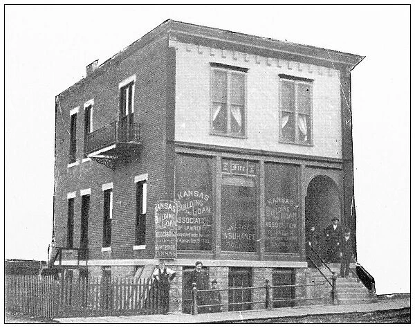 Antique photograph from Lawrence, Kansas, in 1898: Office of A L Selig