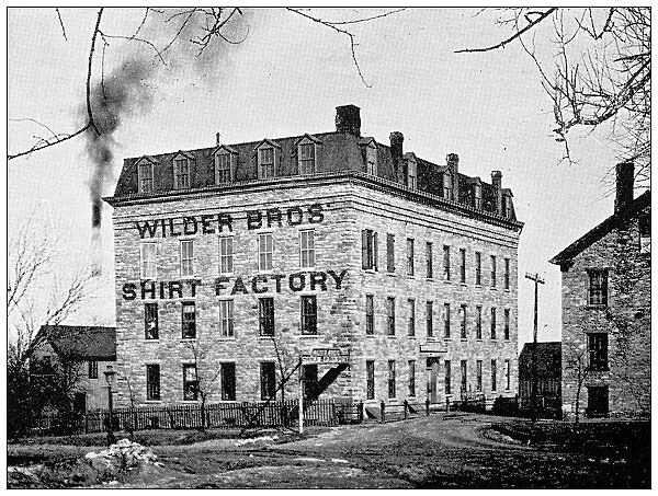 Antique photograph from Lawrence, Kansas, in 1898: Shirt Factory