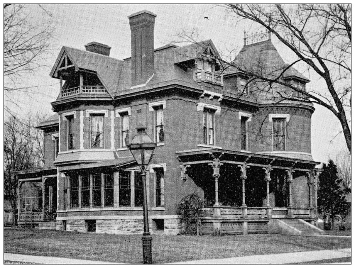 Framed Print : Antique photograph from Lawrence, Kansas, in 1898: Residential building, exterior Framed Print : Antique photograph from Lawrence, Kansas, in 1898: Residential building, exterior