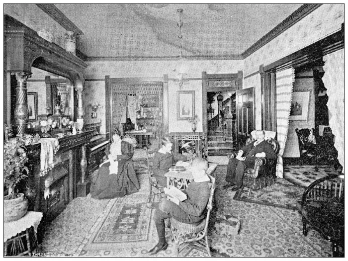Framed Print : Antique photograph from Lawrence, Kansas, in 1898: Residential building, interior Framed Print : Antique photograph from Lawrence, Kansas, in 1898: Residential building, interior