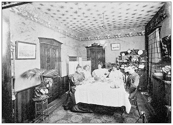 Antique photograph from Lawrence, Kansas, in 1898: Residential building, interior