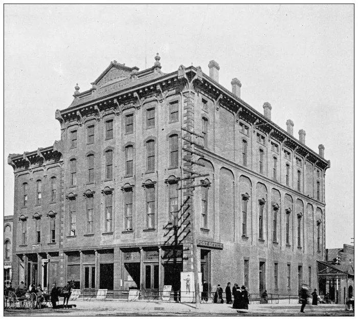 Framed Print : Antique photograph from Lawrence, Kansas, in 1898: Lawrence post office Framed Print : Antique photograph from Lawrence, Kansas, in 1898: Lawrence post office